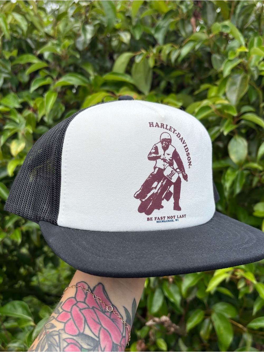 Harley Davidson Be Fast Not Last Trucker Mesh SnapBack Hat Adjustable Patch Rare